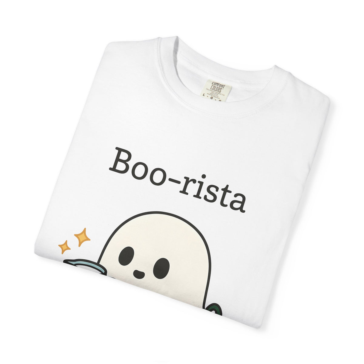 Ghost Barista T-Shirt Coffee Halloween Gift Women Cute T-Shirt Specter T-Shirt Coffee Fan Kawaii T-Shirt Spooky Graphic Cartoon Coffee T-Shirt T-Shirt