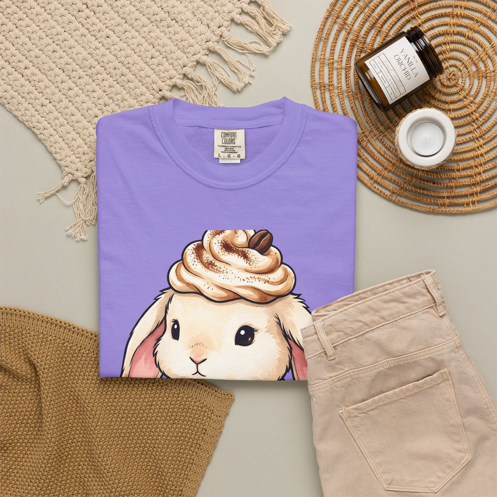 Bunny Espresso T-Shirt Coffee Wildlife Gift Women Adorable T-Shirt Rabbit Coffee T-Shirt Coffee Fan Animal Graphic T-Shirt Painterly Froth T-Shirt