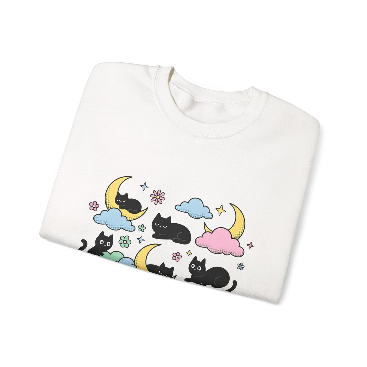 Black Cats Sweatshirt Cat Celestial Gift Women Kawaii Sweatshirt Kitties Sweatshirt Cat Fan Astrology Graphic Sweatshirt Pastel Crescent Moon Sweatshirt