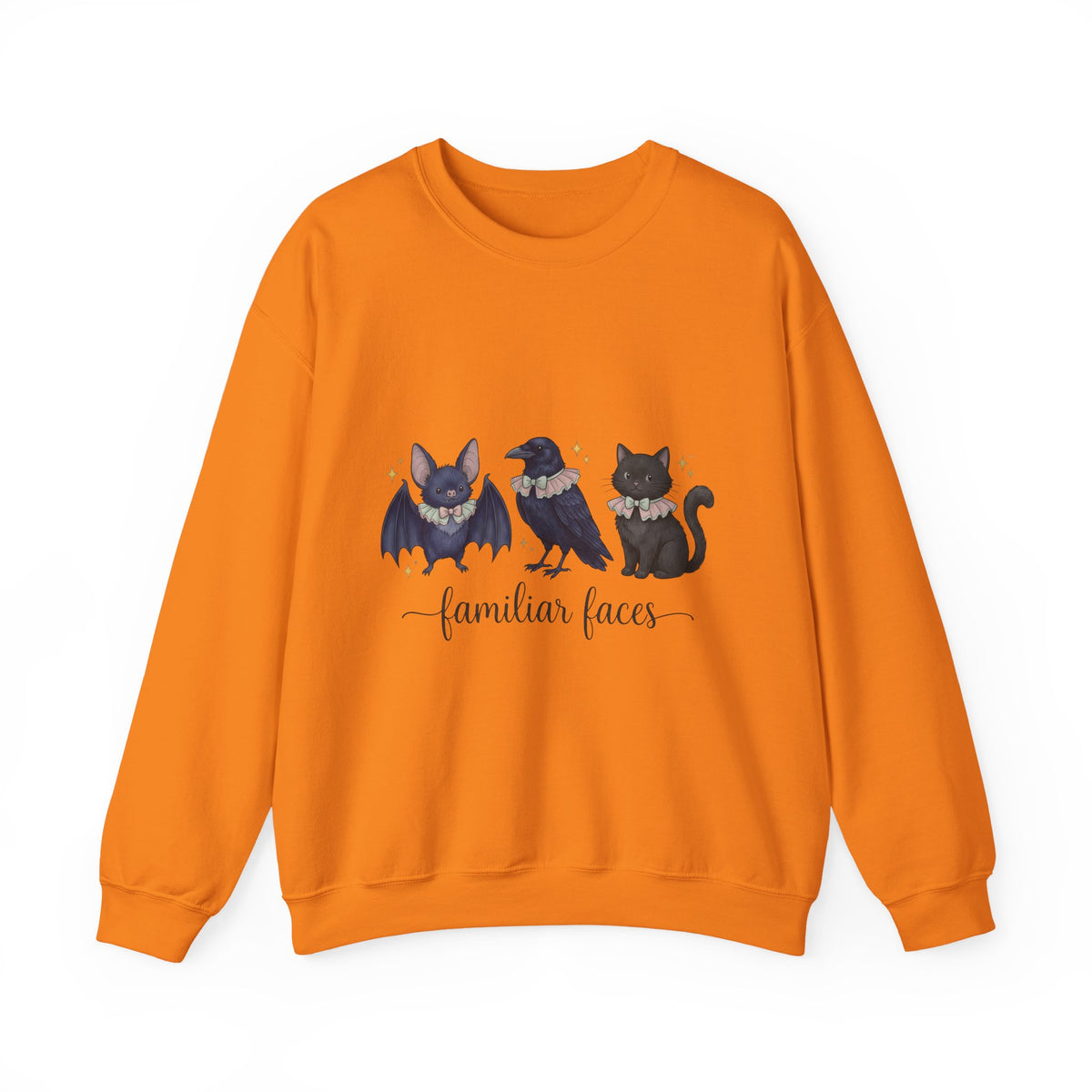 Bat Crow Cat Sweatshirt Halloween Witch Gift Women Cute Sweatshirt Animal Sweatshirt Spooky Fan Cartoon Sweatshirt Magical Graphic Hand