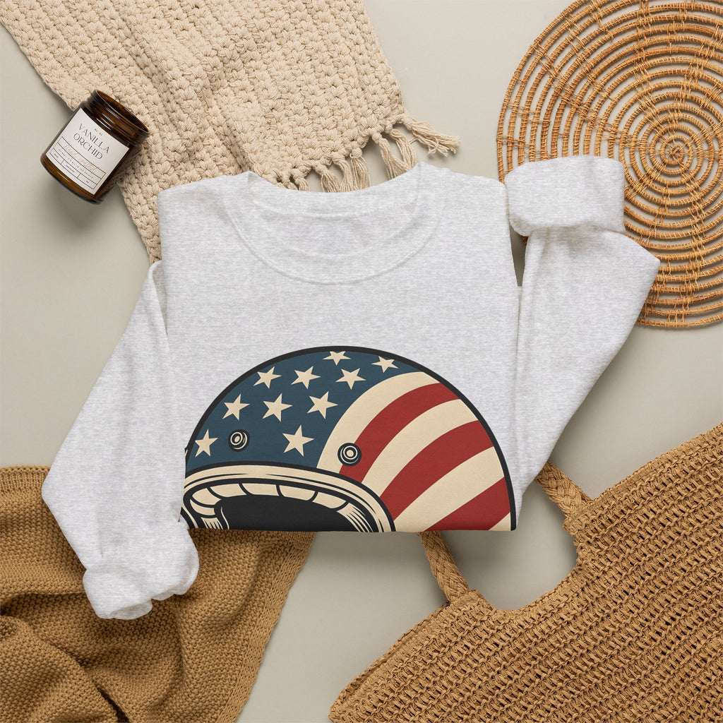 Us Flag Helmet Sweatshirt 4th Of July Liberty Gift Women Retro Sweatshirt Helmet Sweatshirt Patriot Fan Vintage Sweatshirt Retro Graphic Sweatshirt Vintage Star