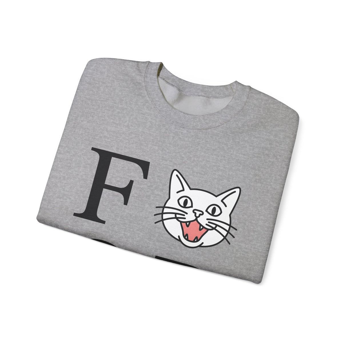 Cat Face Graphic Sweatshirt Cat Humor Gift Women Minimalist Sweatshirt Kitty Sweatshirt Feline Fan Simple Sweatshirt Funny Graphic Modern Bold Letters Sweatshirt