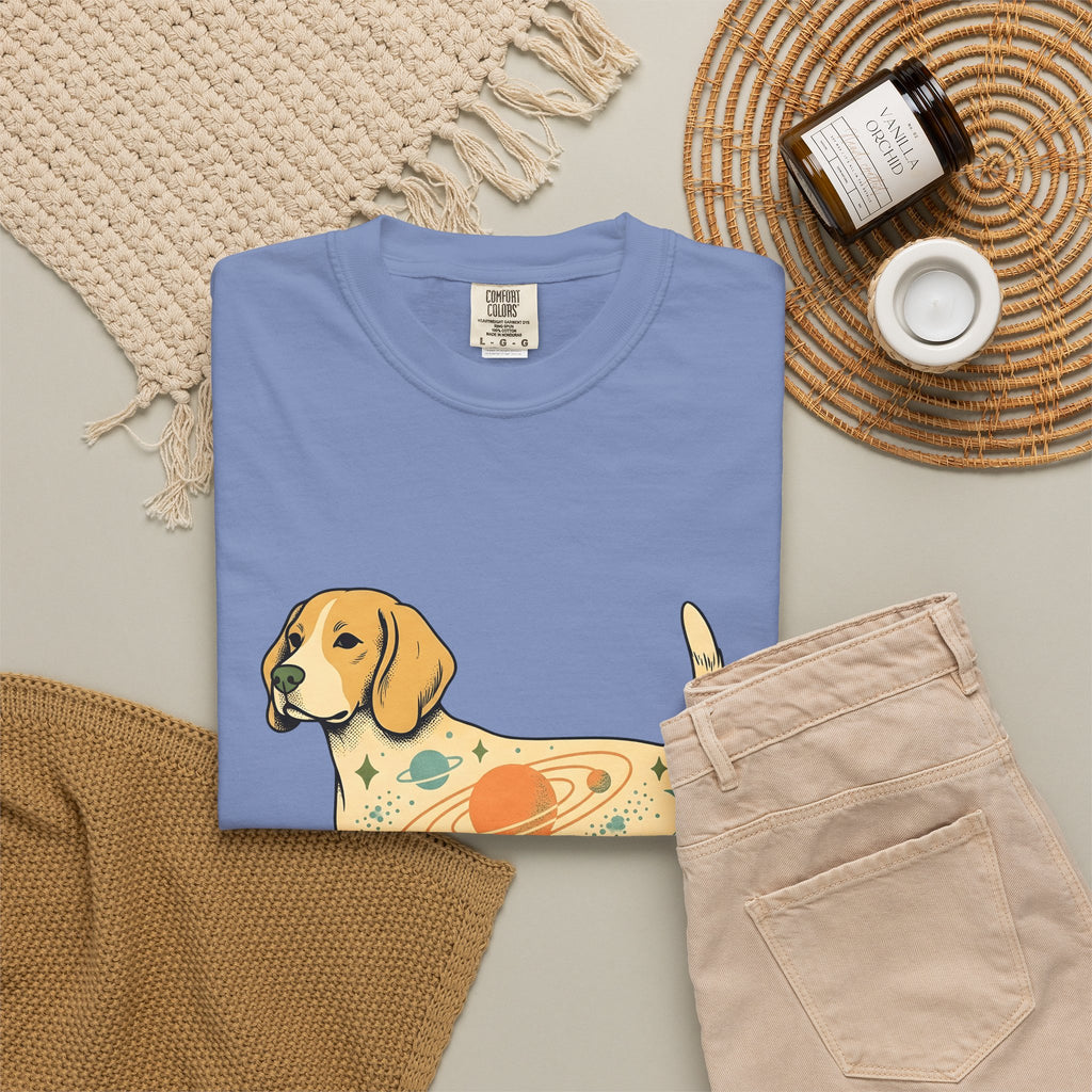 Beagle Puppy T-Shirt Dog Galaxy Gift Women Distressed T-Shirt Puppy T-Shirt Dog Fan Hound T-Shirt Universe Graphic Old School Cosmos T-Shirt