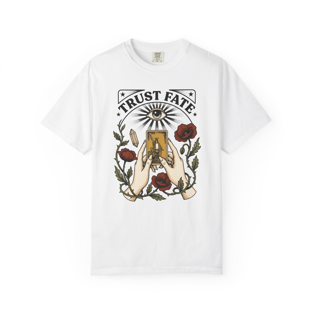 Oracle Card Hands T-Shirt Boho Chic Metaphysical Gift Women Magical T-Shirt Tarot Card T-Shirt Bohemian Fan Mystical Graphic T-Shirt Hand Drawn