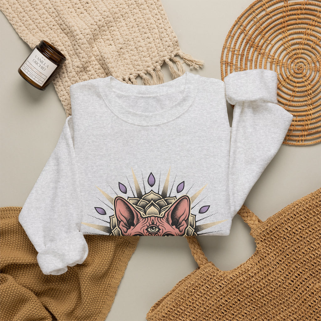 Sphynx Pet Sweatshirt Cat Meditation Gift Women Tribal Sweatshirt Hairless Cat Sweatshirt Cat Fan Tribalism Sweatshirt Mindfulness Graphic Etched Circle Design