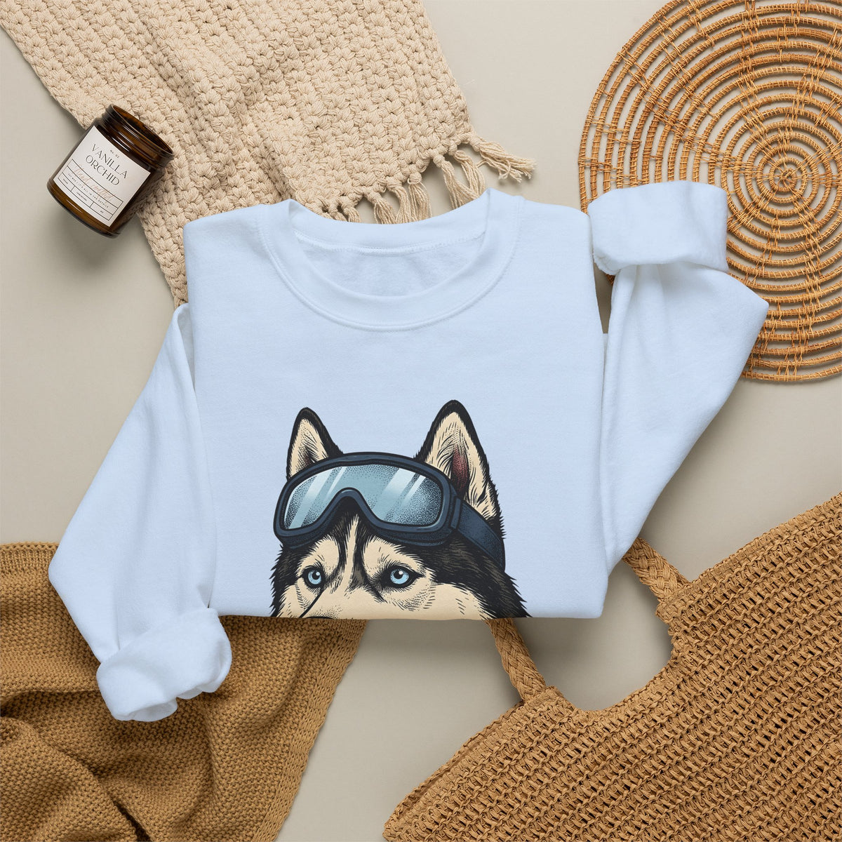 Husky Wolf Sweatshirt Dog Snow Gift Women Line Art Sweatshirt Wolfdog Sweatshirt Dog Fan Siberian Graphic Sweatshirt Hand Drawn Neckerchief Sweatshirt