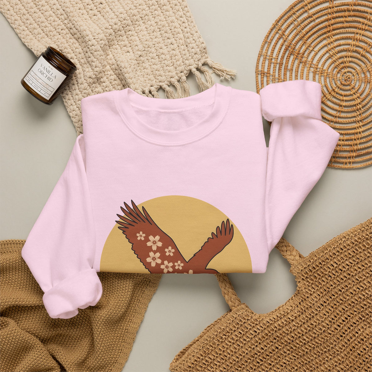 Floral Eagle Sweatshirt Boho Chic Nature Gift Women Boho Sweatshirt Bird Sweatshirt Bohemian Fan Tribal Graphic Sweatshirt Minimalist Mountains Sweatshirt
