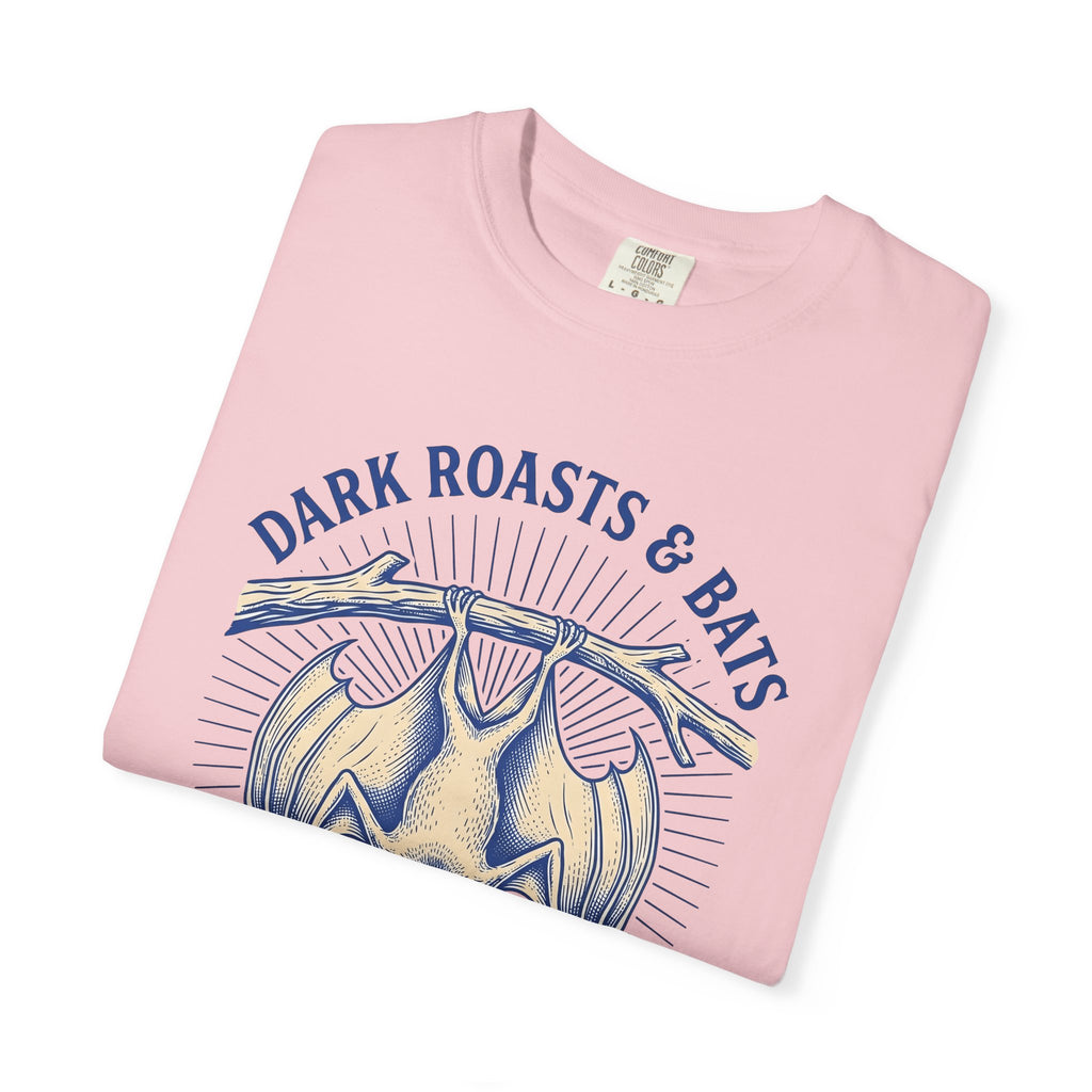 Flying Bat Coffee T-Shirt Coffee Fauna Gift Women Classic T-Shirt Coffee Drink T-Shirt Coffee Fan Wildlife Graphic T-Shirt Line Art Perch Branch