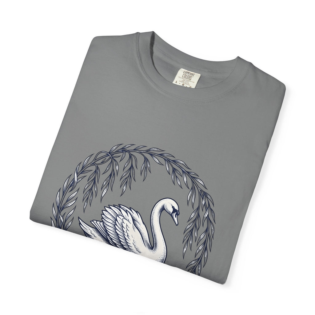 Swan Drawing T-Shirt Animal Environment Gift Women Cartoon T-Shirt Duck T-Shirt Wildlife Fan Waterfowl T-Shirt Eco Graphic Rustic Lake Bloom T-Shirt