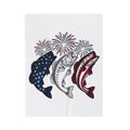 Usa Bass Fish Blanket 4th Of July Fishery Gift Women Rustic Blanket Bass Blanket Independence Day Fan Country Blanket Fishing Graphic Line Art