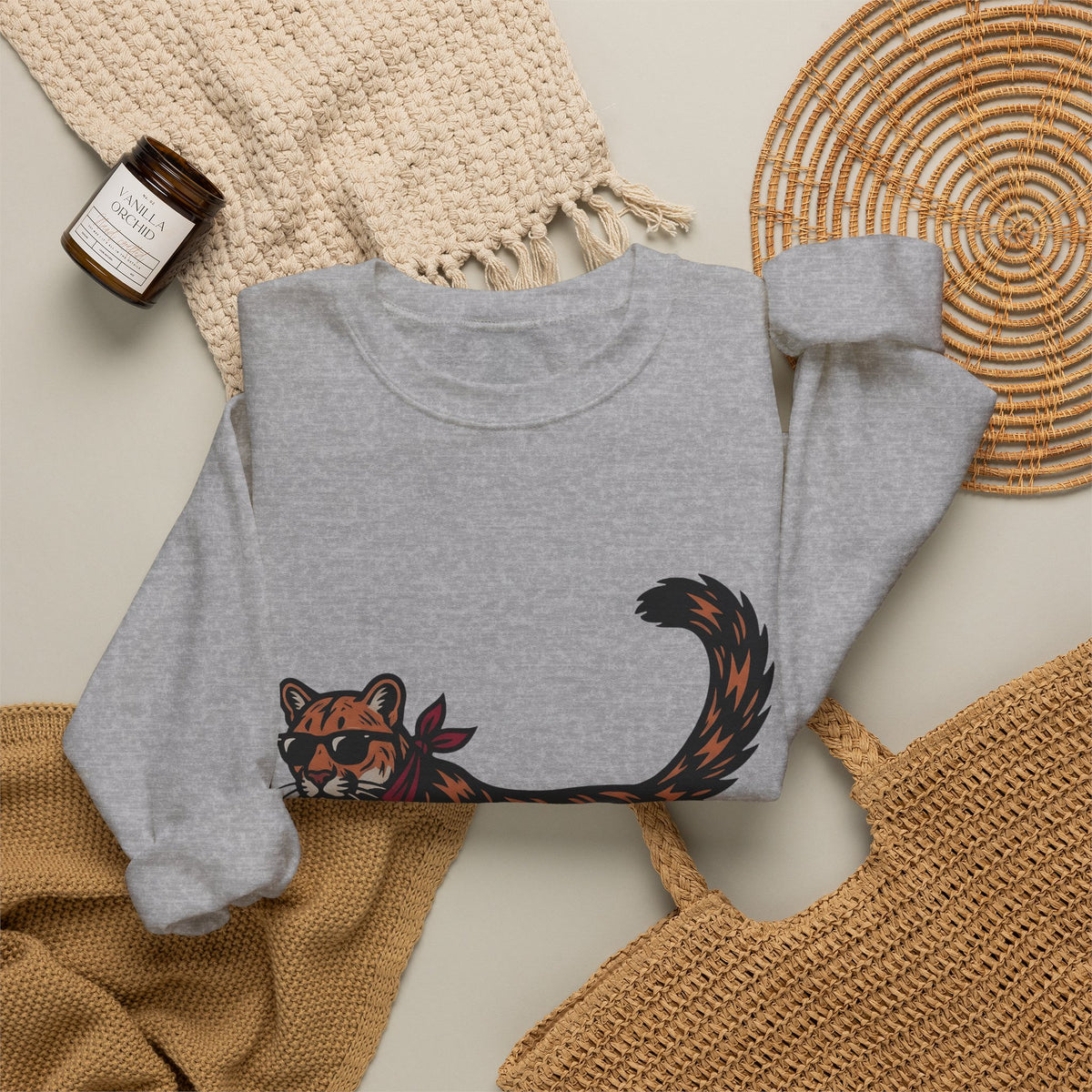 Pussycat Kerchief Sweatshirt Cowgirl Creatures Gift Women Striking Sweatshirt Cat Bandana Sweatshirt Rodeo Fan Vintage Graphic Sweatshirt Nostalgic Eyewear