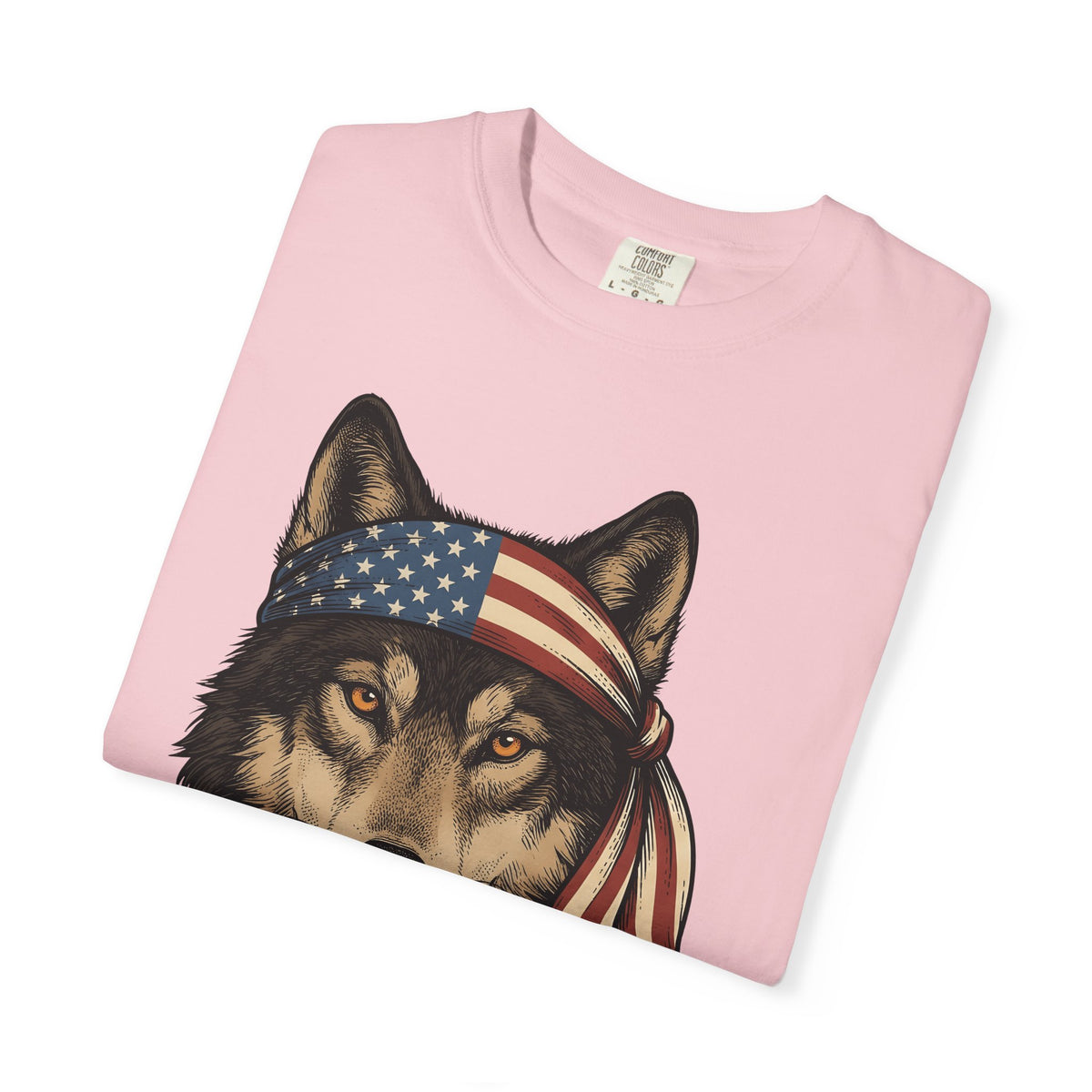 Wolf Face T-Shirt 4th Of July Wildlife Gift Women Retro T-Shirt Lupine T-Shirt Independence Day Fan Vintage T-Shirt Animal Graphic Sketch Flag