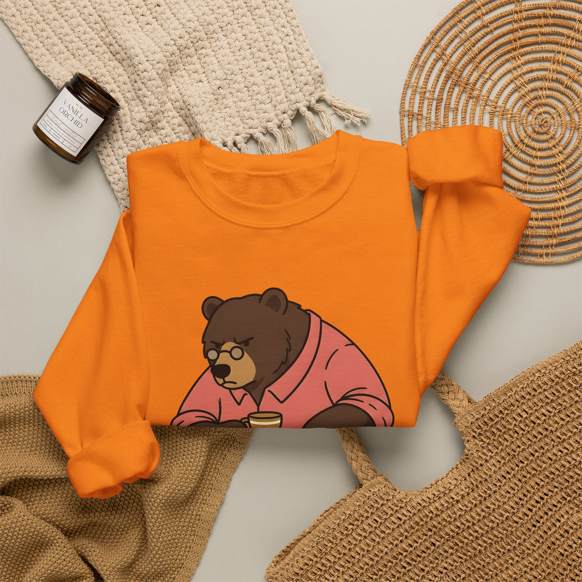 Bear Mocha Sweatshirt Teachers Caffeine Gift Women Illustration Sweatshirt Mocha Sweatshirt Educator Enthusiast Drawing Sweatshirt Caffeine Graphic Doodle