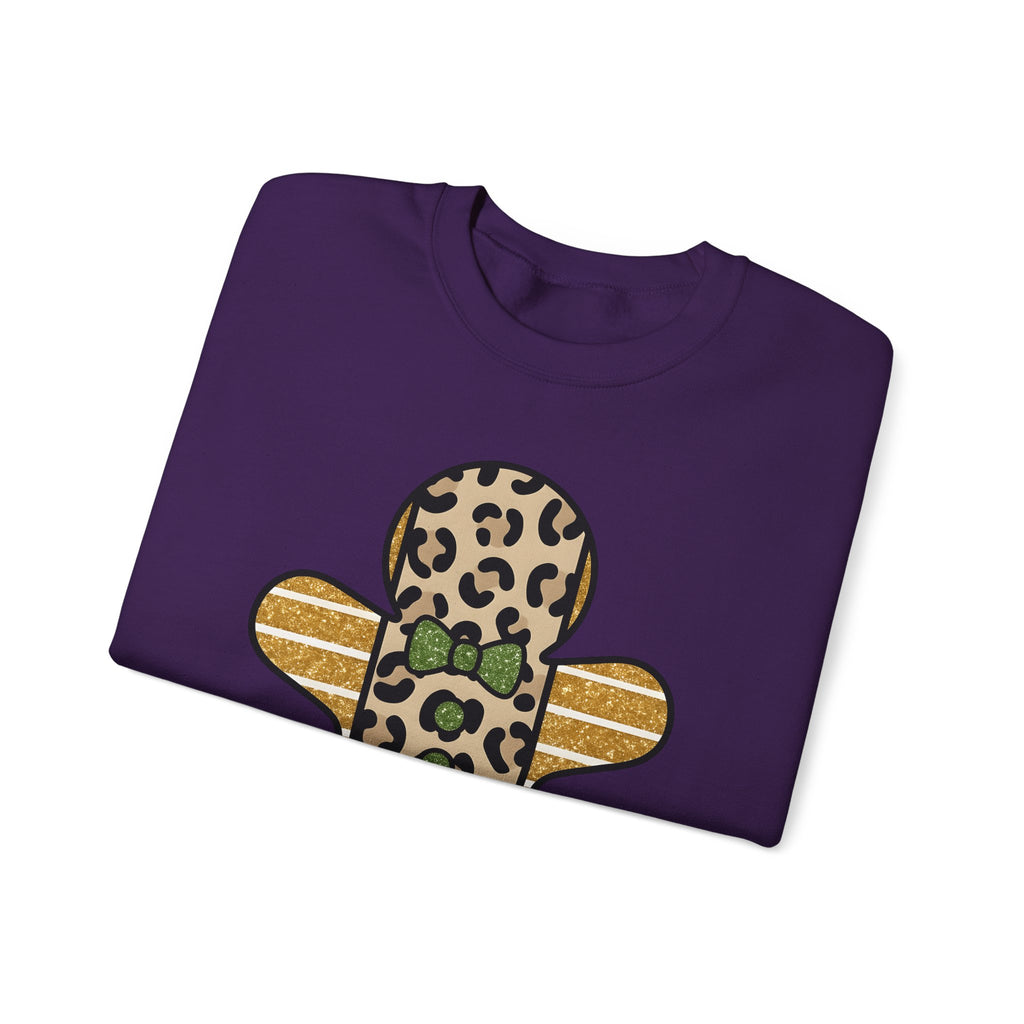 Spotted Gingerbread Animal Xmas Gift Shimmer Gingerbread Man Leopard Fan Glitter Holiday Sweatshirt