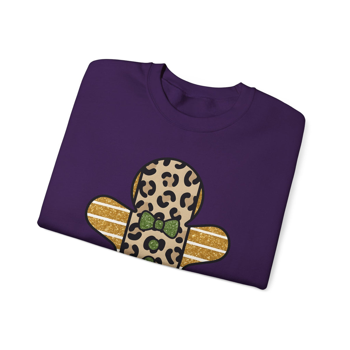 Spotted Gingerbread Animal Xmas Gift Shimmer Gingerbread Man Leopard Fan Glitter Holiday Sweatshirt