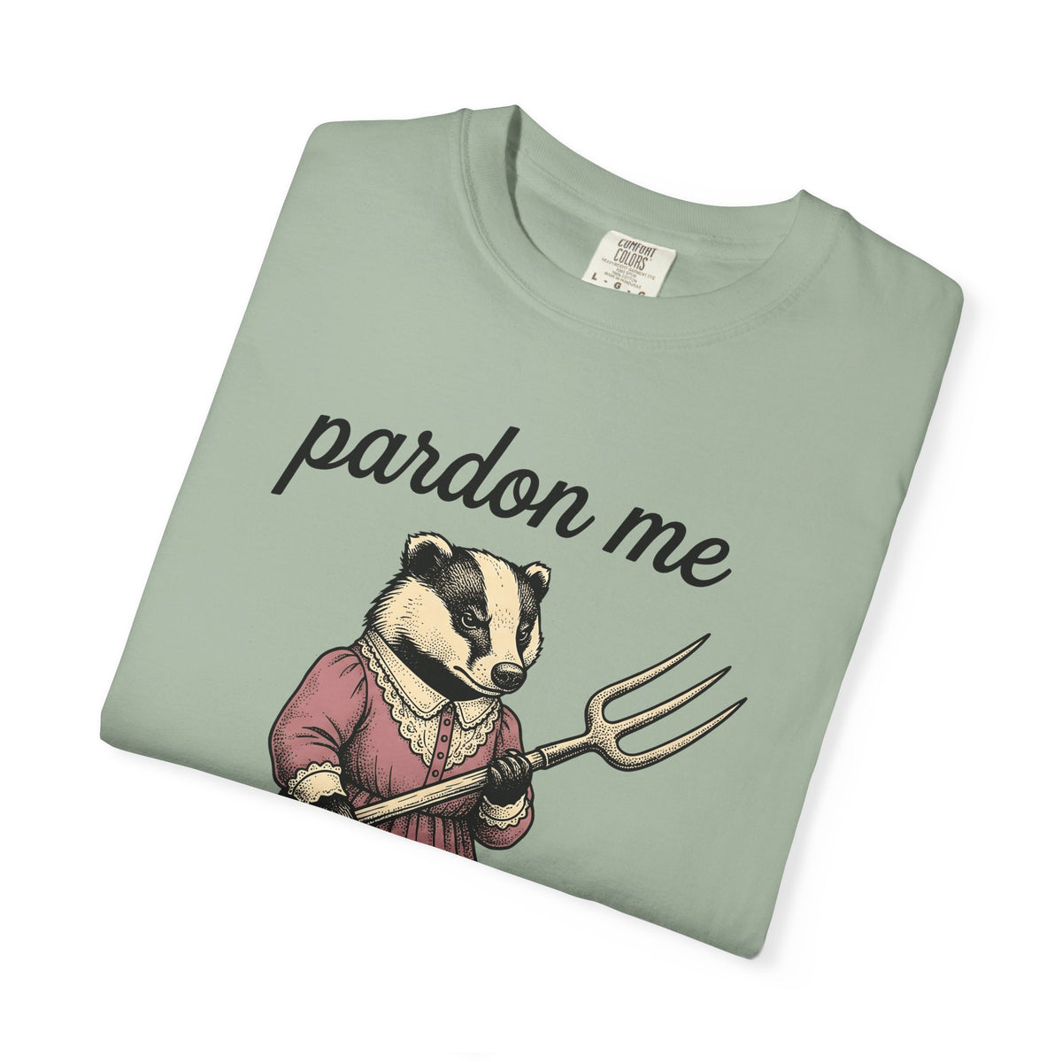 Badger Attire T-Shirt Funny Critter Gift Women Rustic T-Shirt Badger T-Shirt Humor Fan Folk T-Shirt Animal Graphic Doodle Fork Tool T-Shirt