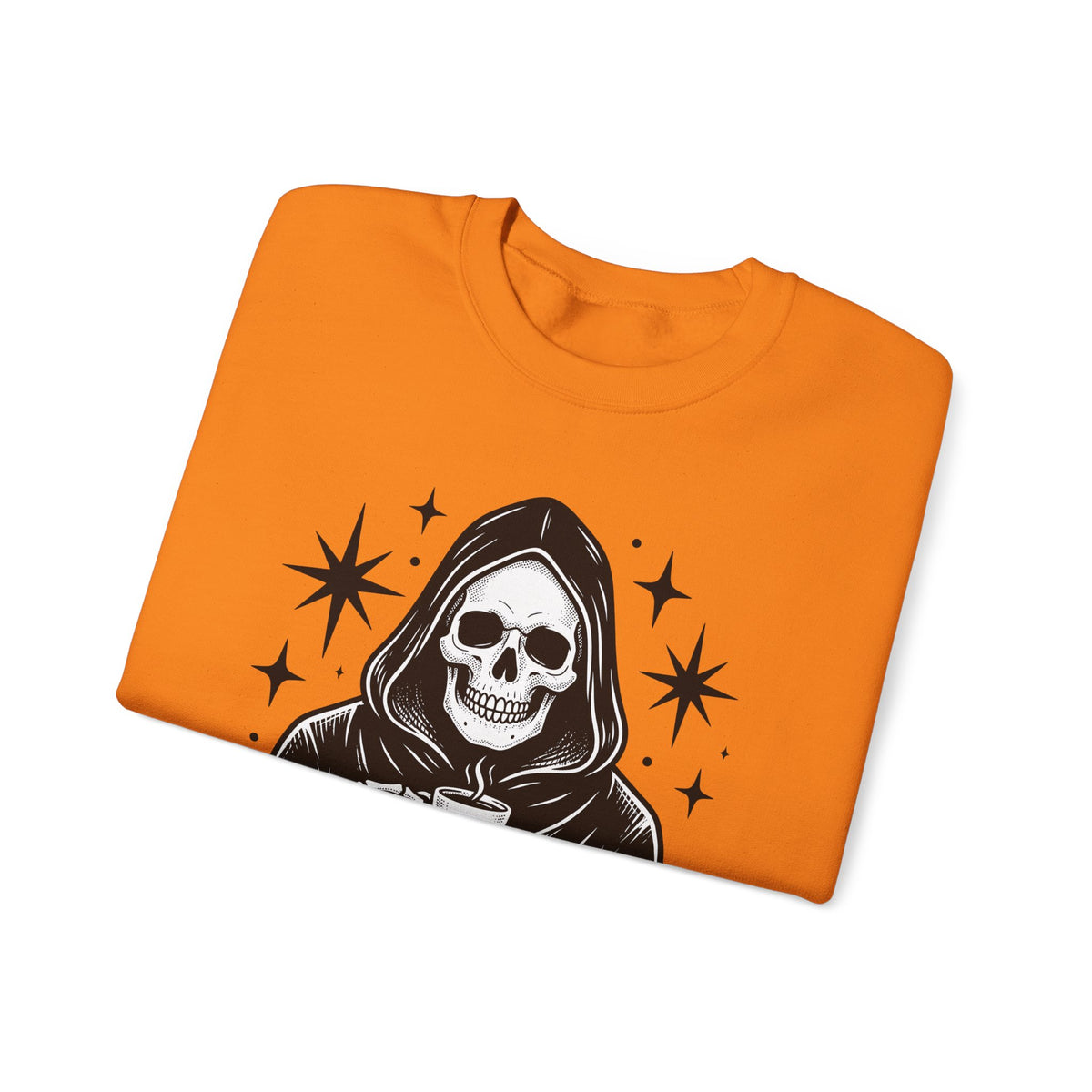 Death Reaper Sweatshirt Halloween Espresso Gift Women Dark Sweatshirt Grim Reaper Sweatshirt Horror Fan Gothic Sweatshirt Coffee Graphic Retro Sweatshirt Sweatshirt