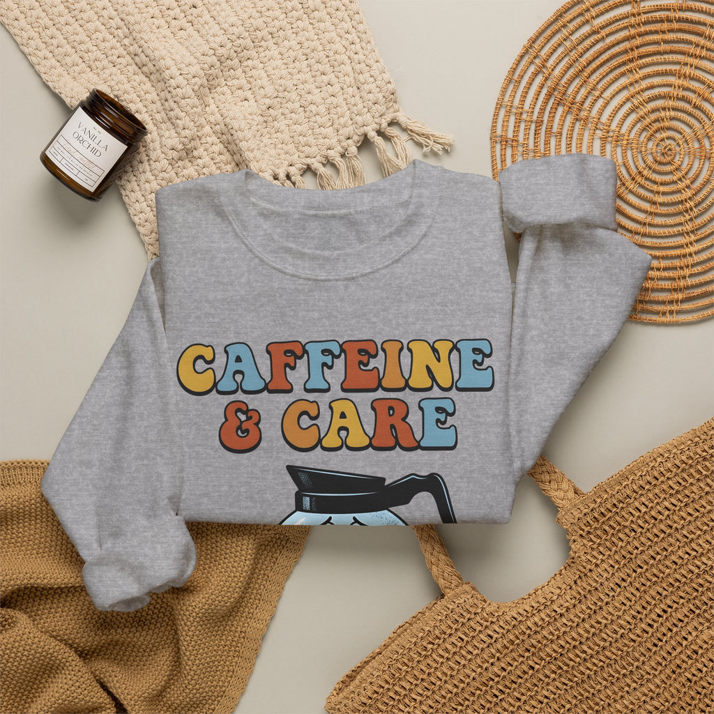 Coffee Pot Character Sweatshirt Nurses Coffee Gift Women Cartoon Sweatshirt Coffee Maker Sweatshirt Nurse Fan Cartoony Sweatshirt Caffeine Graphic Retro
