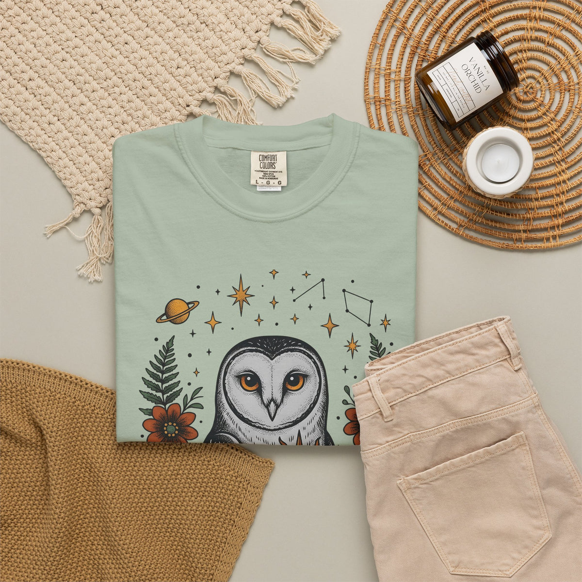 Owl Sun Boho Chic Nature Gift Boho Hoot Bohemian Fan Hippie Environmental Vintage Floral T-Shirt