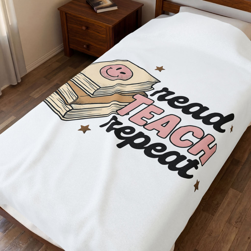 Stacked Books Teachers Reading Gift Cartoon Book Pile Educator Enthusiast Comic Literacy Retro Blanket