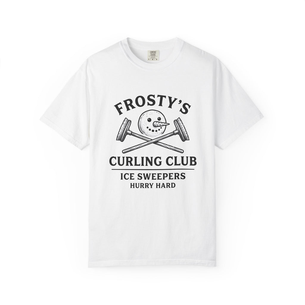 Snowman Face T-Shirt Christmas Exercise Gift Women Old School T-Shirt Frosty T-Shirt Xmas Fan Retro T-Shirt Fitness Graphic Outline Brush Broom