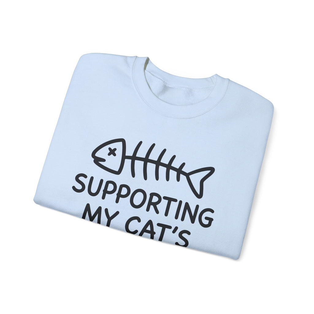 Fish Bone Sweatshirt Cat Funny Gift Women Cute Sweatshirt Fish Skeleton Sweatshirt Cat Fan Fishy Sweatshirt Humorous Graphic Sketch Cat Treats Sweatshirt