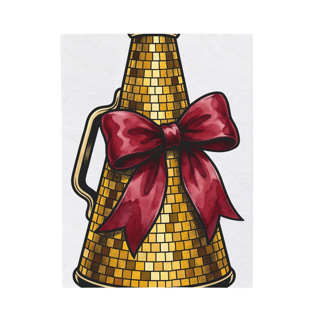 Gold Bell Blanket Moms Holiday Gift Women Hand Drawn Blanket Bell Blanket Mother Fan Christmas Graphic Blanket Vintage Red Bow Blanket