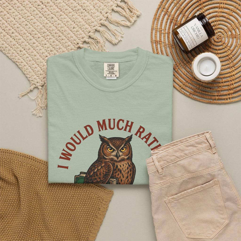 Owl Books T-Shirt Book Animal Gift Women Vintage T-Shirt Bookish T-Shirt Bibliophile Enthusiast Retro T-Shirt Wildlife Graphic Hand Drawn Animal