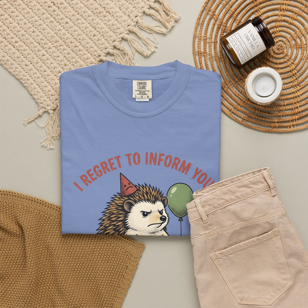 Hedgehog Art T-Shirt Funny Creatures Gift Women Whimsical T-Shirt Porcupine T-Shirt Humor Fan Cartoon T-Shirt Animal Graphic Sketch Balloon T-Shirt