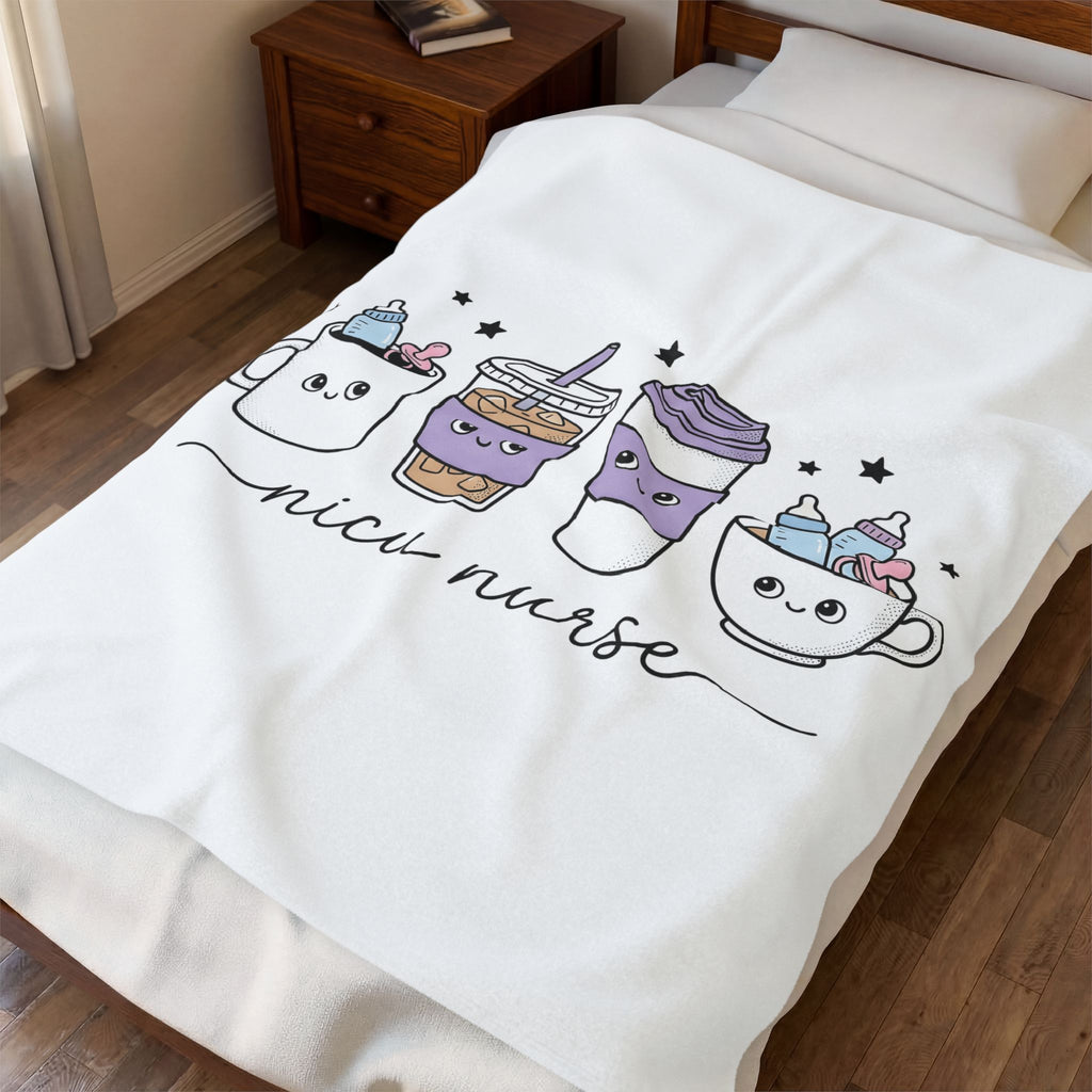 Adorable Coffee Blanket Blanket Nurse Espresso Gift Women Chibi Blanket Coffee Cup Blanket Healthcare Enthusiast Cartoon Blanket Coffee Graphic Sketch