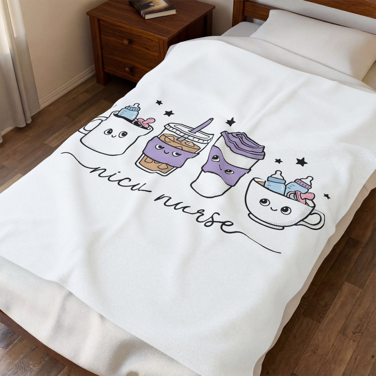 Adorable Coffee Blanket Blanket Nurse Espresso Gift Women Chibi Blanket Coffee Cup Blanket Healthcare Enthusiast Cartoon Blanket Coffee Graphic Sketch