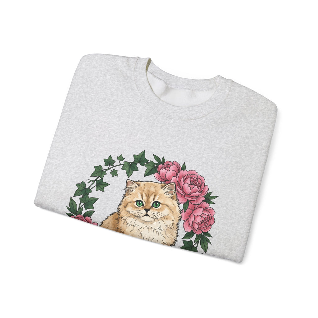 Longhair Cat Cat Blossoms Gift Acrylic Maine Coon Cat Fan Feline Floral Ink Floral Sweatshirt