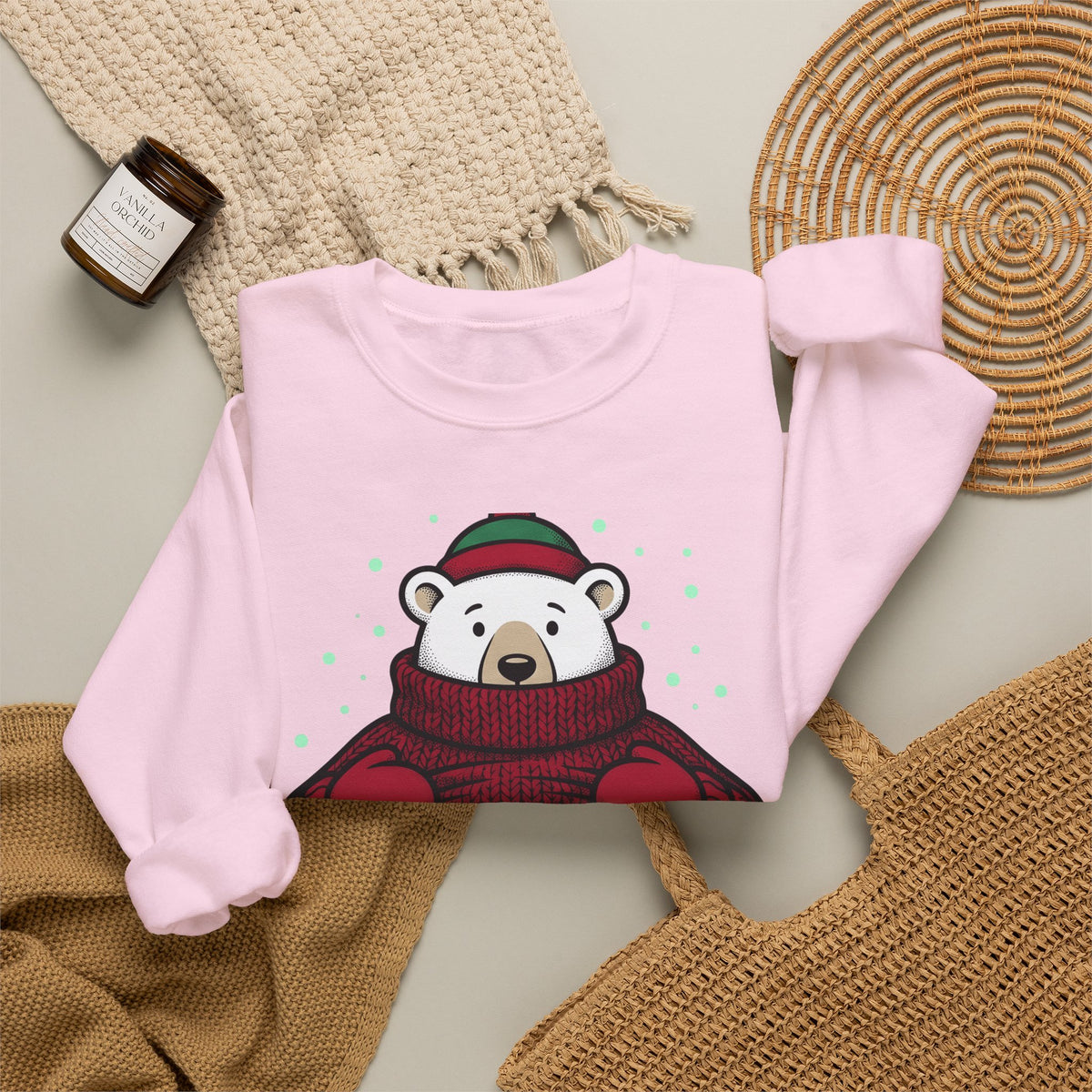 Polar Bear Sweater Sweatshirt Christmas Animal Gift Women Cartoon Sweatshirt Ursa Sweatshirt Xmas Fan Toon Sweatshirt Wildlife Graphic Vintage Winter Hat