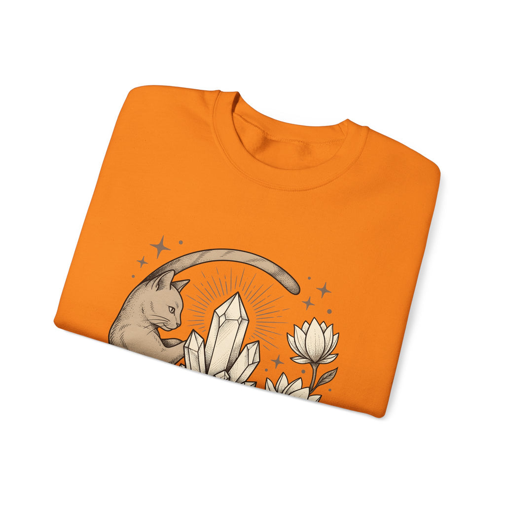 Kitty Stone Sweatshirt Cat Esoteric Gift Women Bohemian Sweatshirt Cat Sweatshirt Cat Fan Mystical Graphic Classic Lotus Blossom Sweatshirt