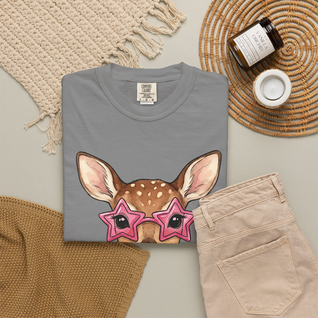 Buck T-Shirt Moms Creature Gift Women Ink T-Shirt Deer T-Shirt Mother Fan Tattoo T-Shirt Beast Graphic Fantasy Petals T-Shirt