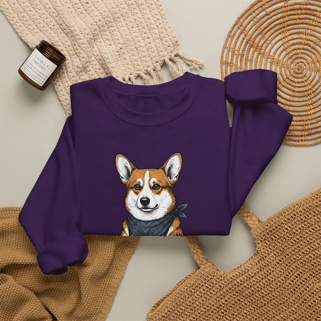 Corgi Puppy Sweatshirt Dog Pets Gift Women Sketch Sweatshirt Puppy Sweatshirt Dog Fan Pup Drawing Pet Graphic Retro Spyglass Sweatshirt