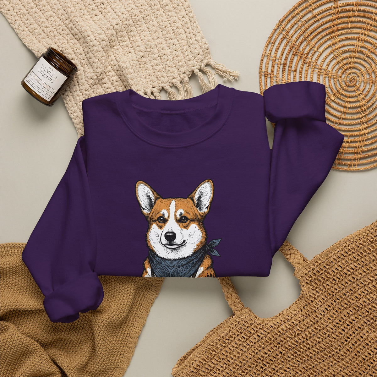 Corgi Puppy Sweatshirt Dog Pets Gift Women Sketch Sweatshirt Puppy Sweatshirt Dog Fan Pup Drawing Pet Graphic Retro Spyglass Sweatshirt