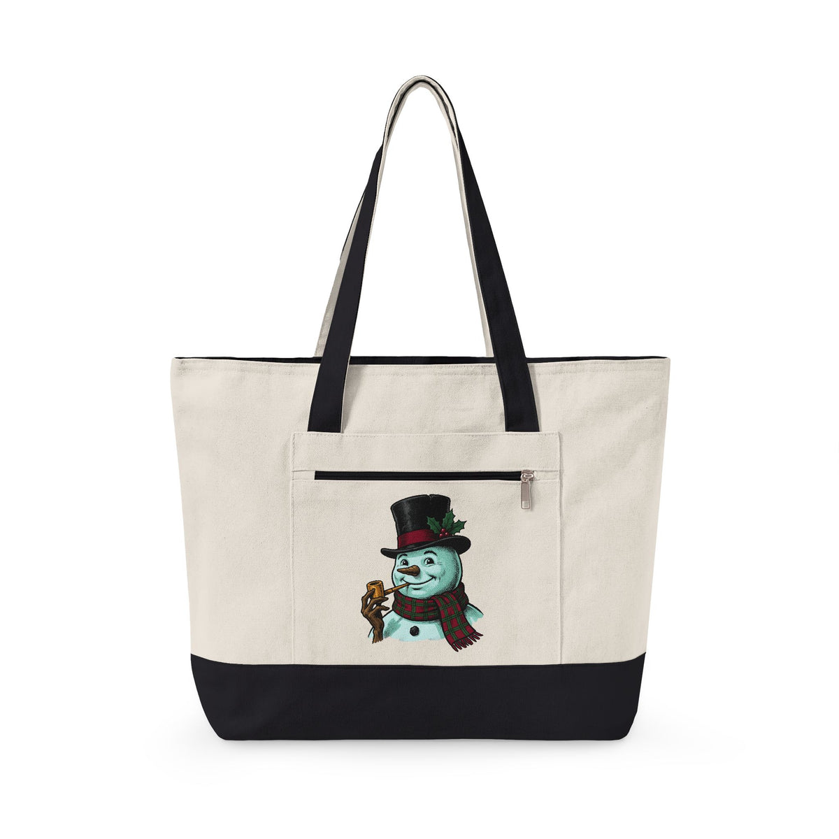 Snowman Christmas Event Gift Rustic Frosty Holiday Fan Country Party Nostalgic Tartan Scarf Tote Bag