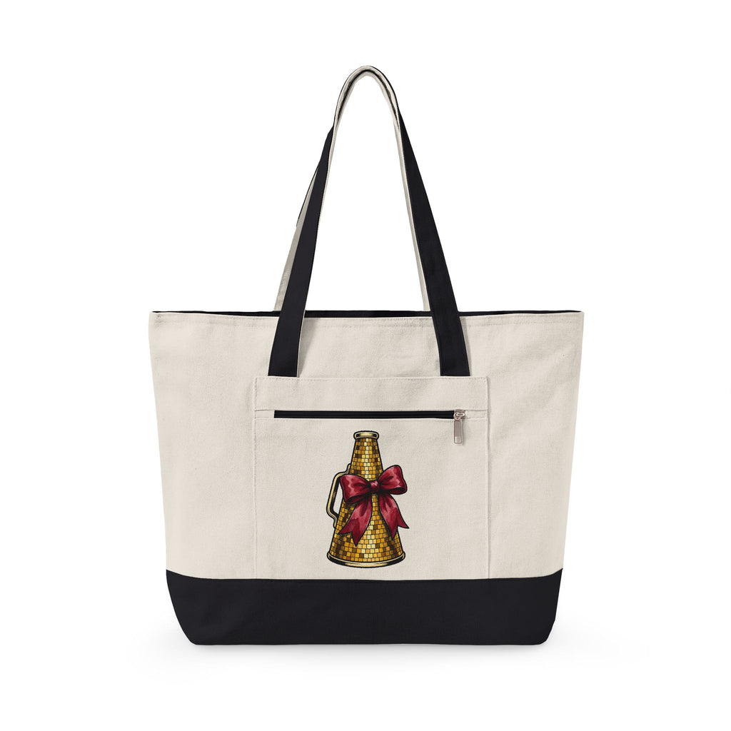 Gold Bell Tote Bag Moms Holiday Gift Women Hand Drawn Tote Bag Bell Tote Bag Mother Fan Christmas Graphic Tote Bag Vintage Red Bow Tote Bag