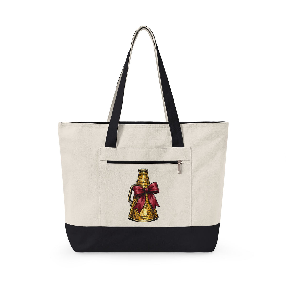 Gold Bell Tote Bag Moms Holiday Gift Women Hand Drawn Tote Bag Bell Tote Bag Mother Fan Christmas Graphic Tote Bag Vintage Red Bow Tote Bag
