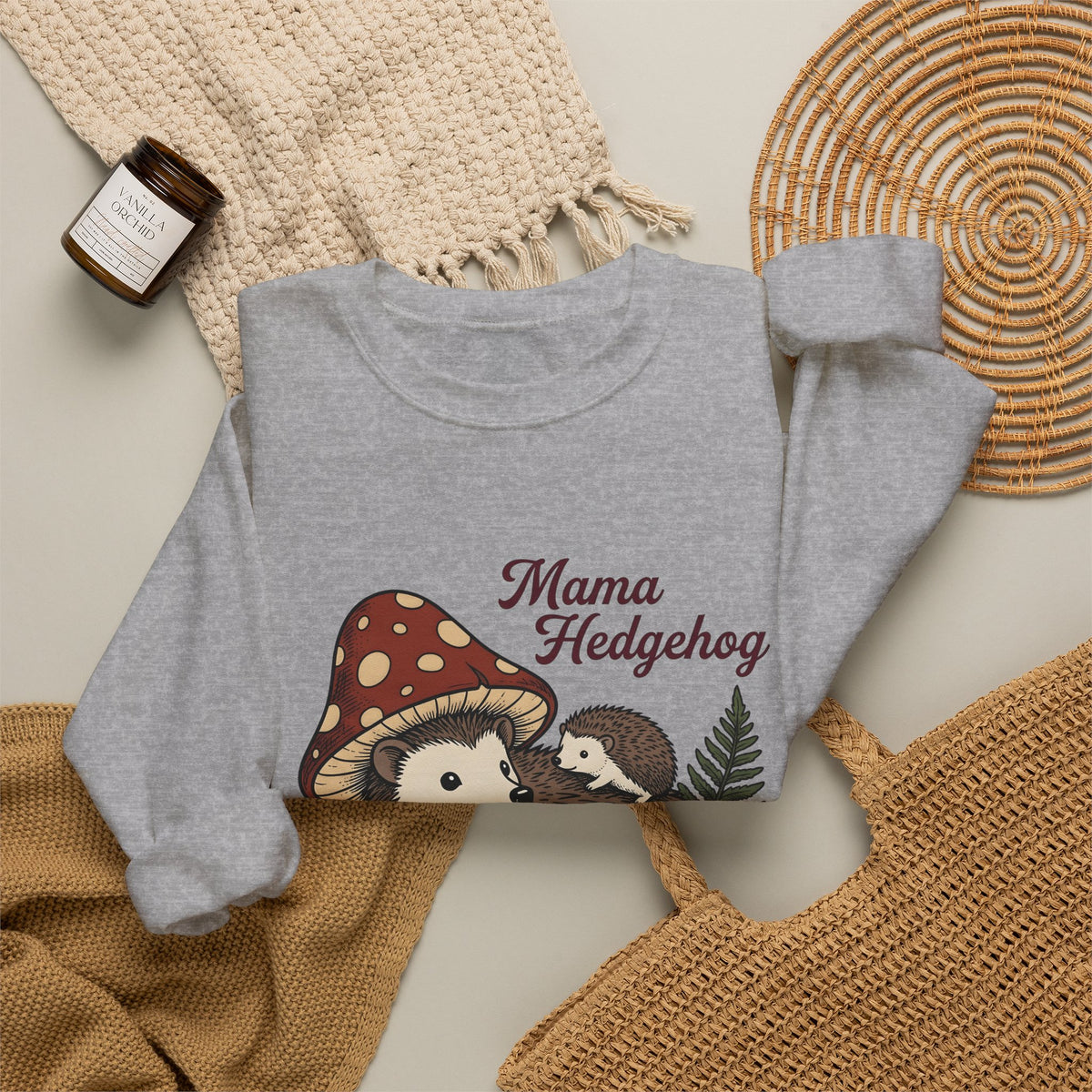 Hedgehog Group Sweatshirt Moms Wildlife Gift Women Forest Sweatshirt Porcupine Sweatshirt Mother Fan Woodland Sweatshirt Animal Graphic Retro Toadstools Sweatshirt