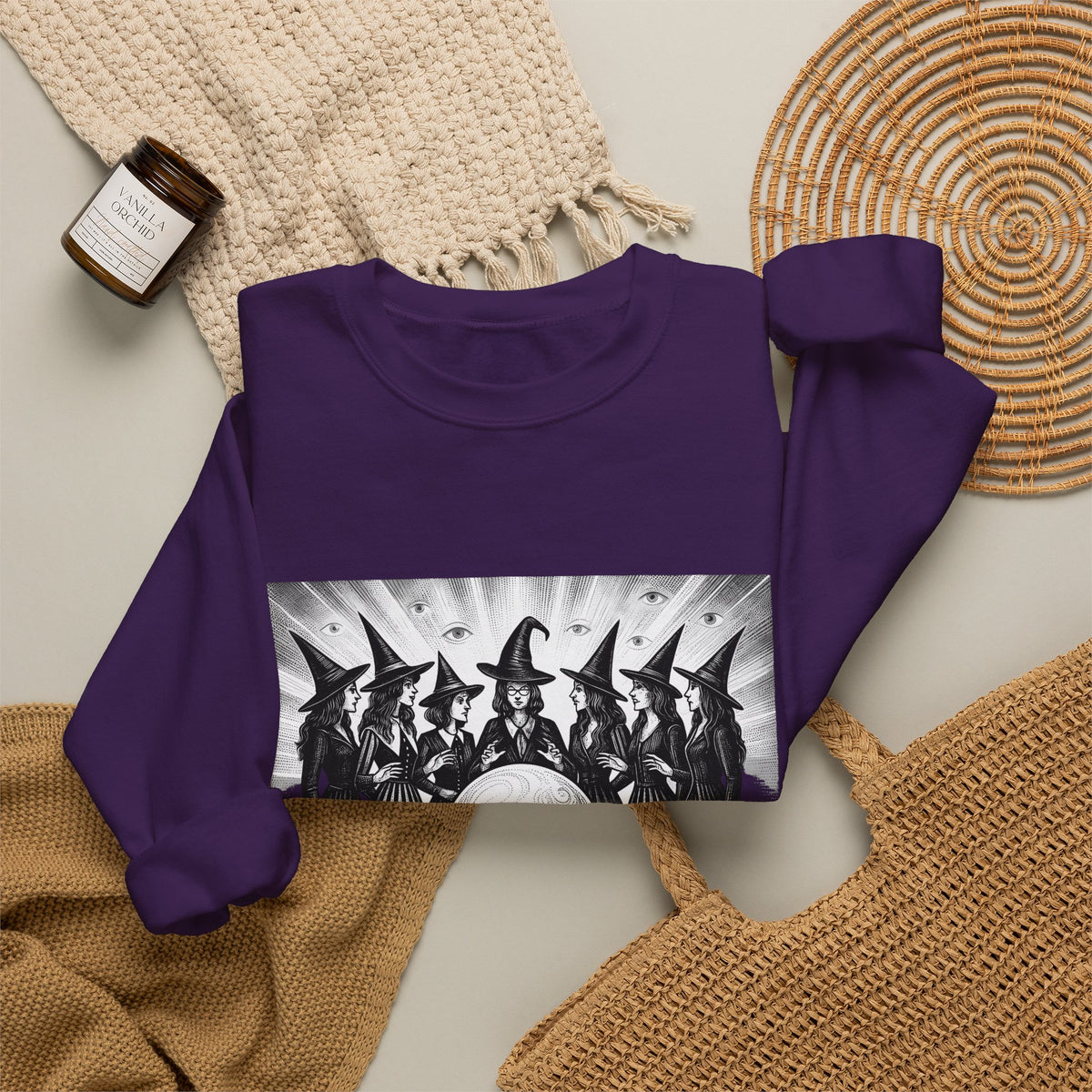 Witches Circle Sweatshirt Halloween Supernatural Gift Women Eerie Sweatshirt Coven Sweatshirt Horror Fan Occult Graphic Sweatshirt Classic Fortune Ball Sweatshirt