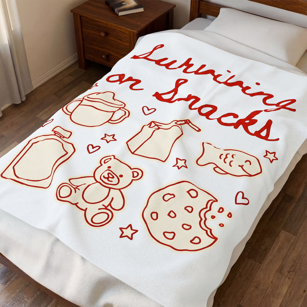 Snack Sketches Blanket Moms Parenting Gift Women Fun Blanket Food Illustrations Blanket Motherhood Fan Cute Graphic Parenting Graphic Clean Teddy