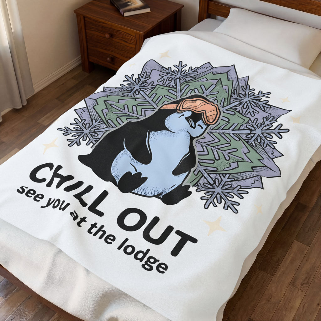 Penguin Graphic Blanket Winter Sports Skiing Gift Women Cartoon Blanket Pinguin Blanket Snow Sports Fan Toon Blanket Slalom Graphic Vintage