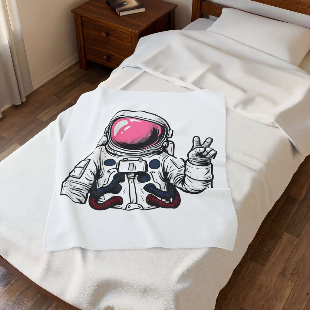 Astronaut Graphic Blanket America Space Gift Women Comic Blanket Cosmonaut Blanket Patriot Fan Galactic Graphic Illustration Cartoon Blanket Retro