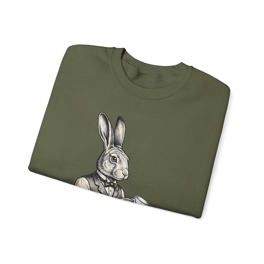 Rabbit Bartender Sweatshirt Animal Bar Gift Women Vintage Sweatshirt Bunny Sweatshirt Pet Fan Retro Sweatshirt Pub Graphic Hand Drawn Playing Card Sweatshirt