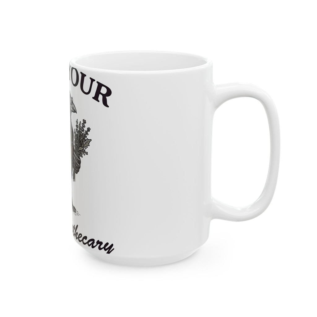 Blackbird Remedy Mug Halloween Macabre Gift Women Classic Mug Cure Mug Horror Fan Gothic Mug Dark Graphic Line Art Remedy Flasks