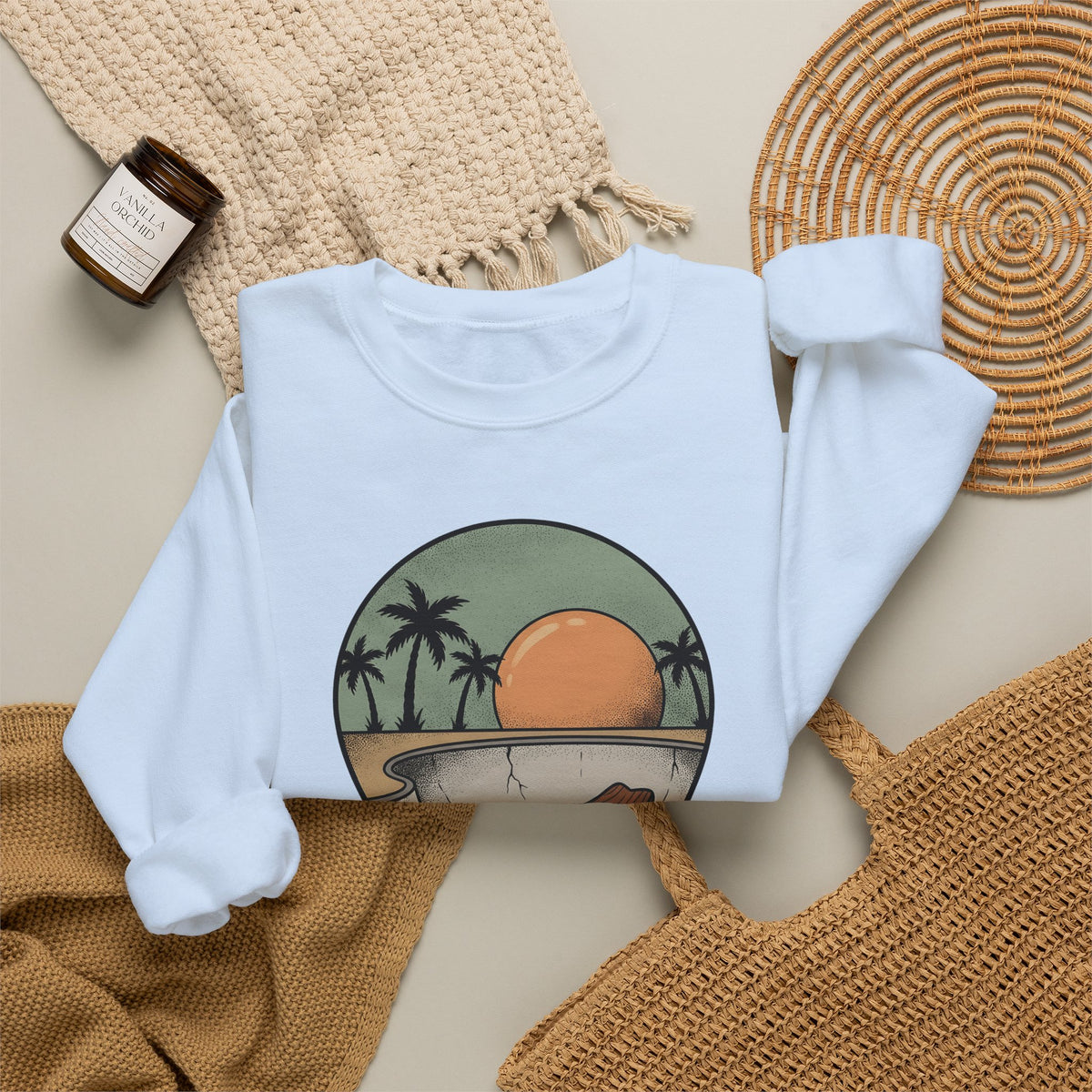 Longboard Design Sweatshirt Skateboarding Seaside Gift Women Classic Sweatshirt Longboarding Sweatshirt Skater Enthusiast Retro Sweatshirt Coastal Graphic Old