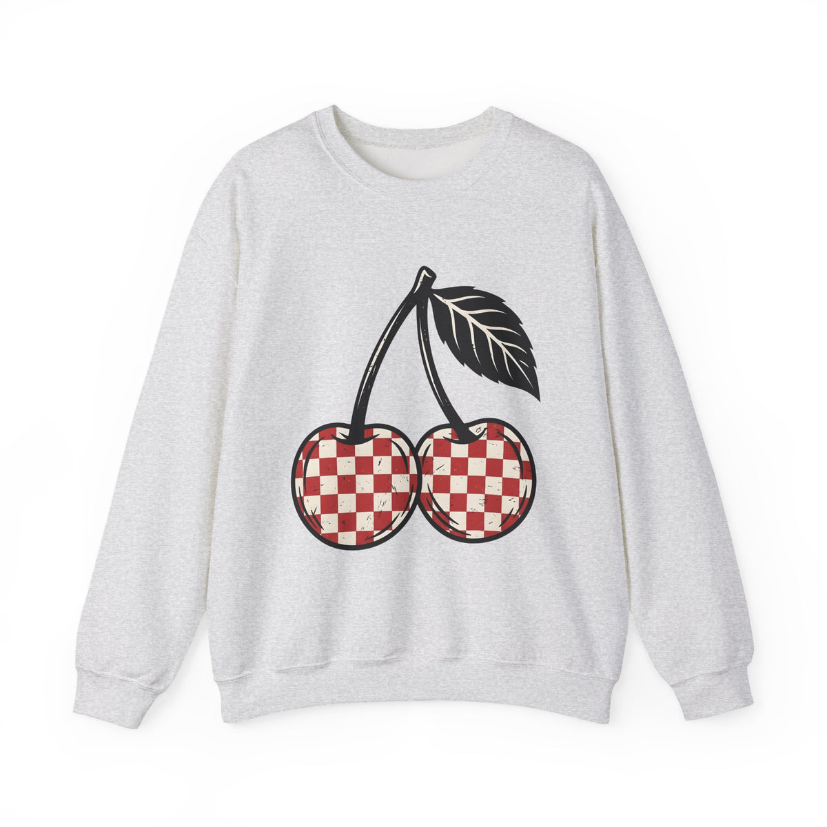 Cherry Illustration Sweatshirt Moms Produce Gift Women Rustic Sweatshirt Cherry Sweatshirt Mother Fan Vintage Sweatshirt Harvest Graphic Nostalgic Plaid Design