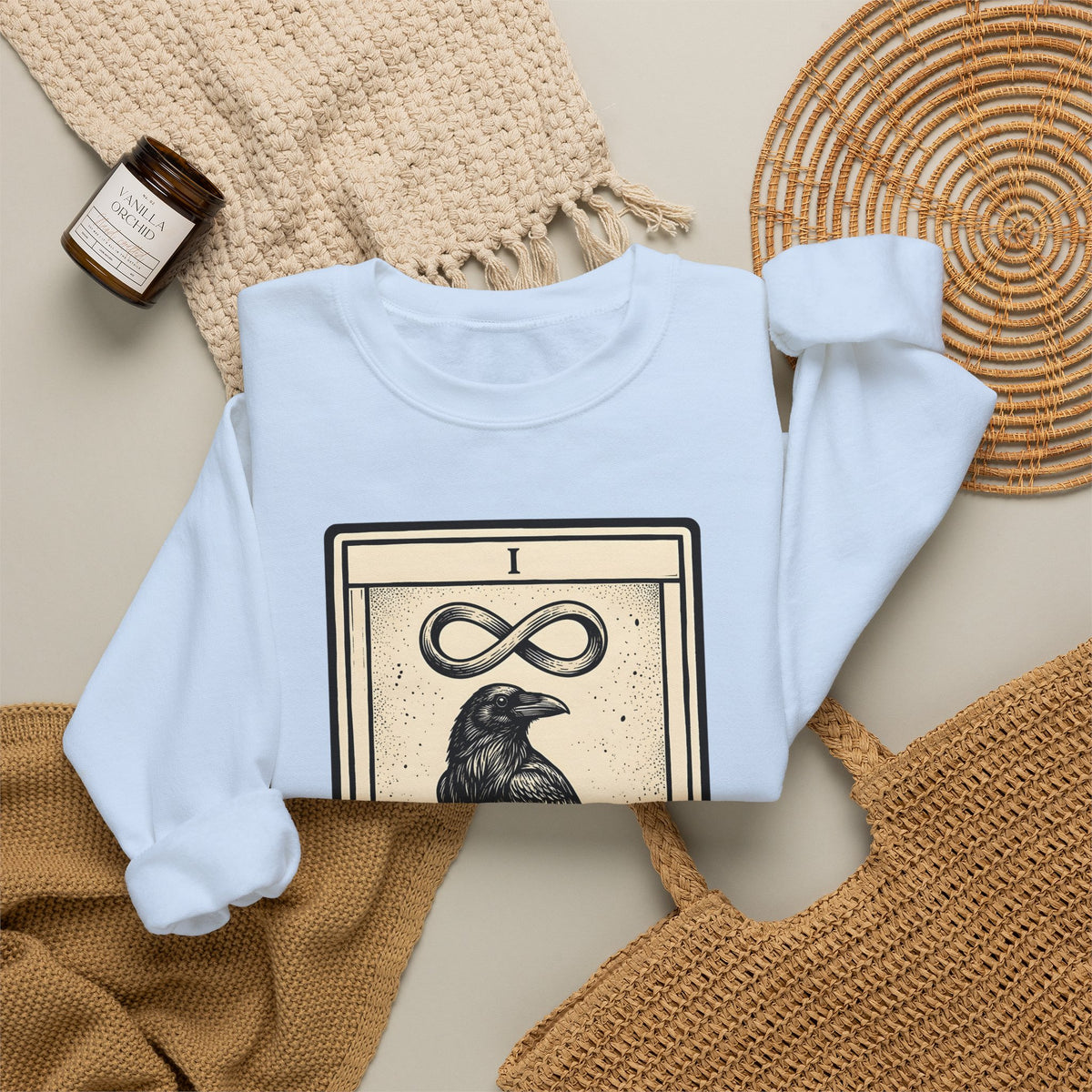 Raven Tarot Deck Sweatshirt Boho Chic Occult Gift Women Old School Sweatshirt Tarot Card Sweatshirt Bohemian Fan Vintage Sweatshirt Mystical Graphic Enchanted